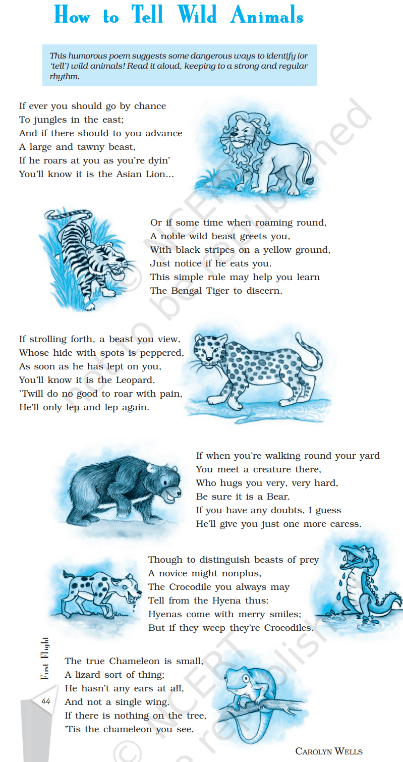 How To Tell Wild Animals Summary English And Hindi Class 10 Poetry 